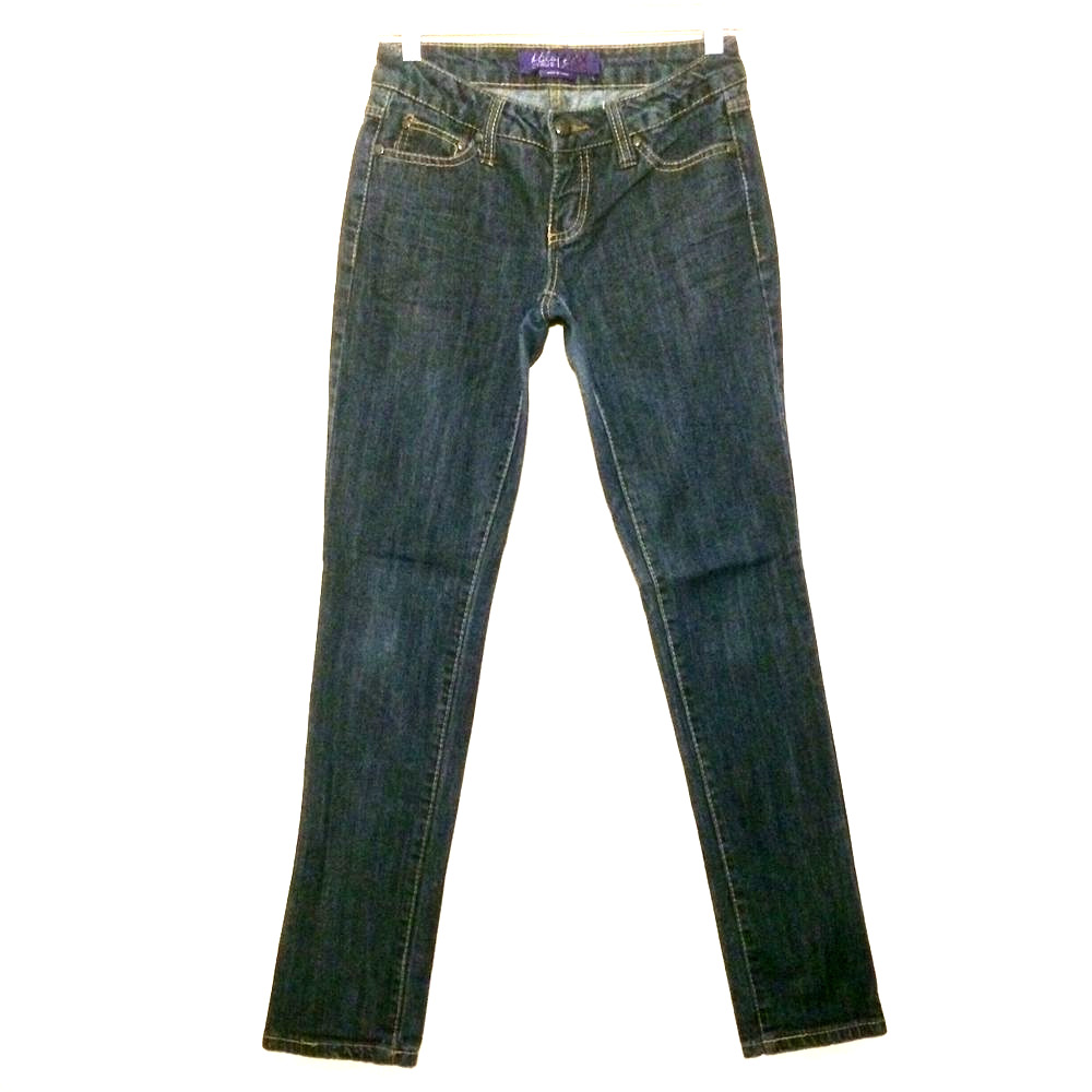 MILEY CYRUS MAX AZRIA womens jeans 5x31 dark blue low rise skinny stretch denim